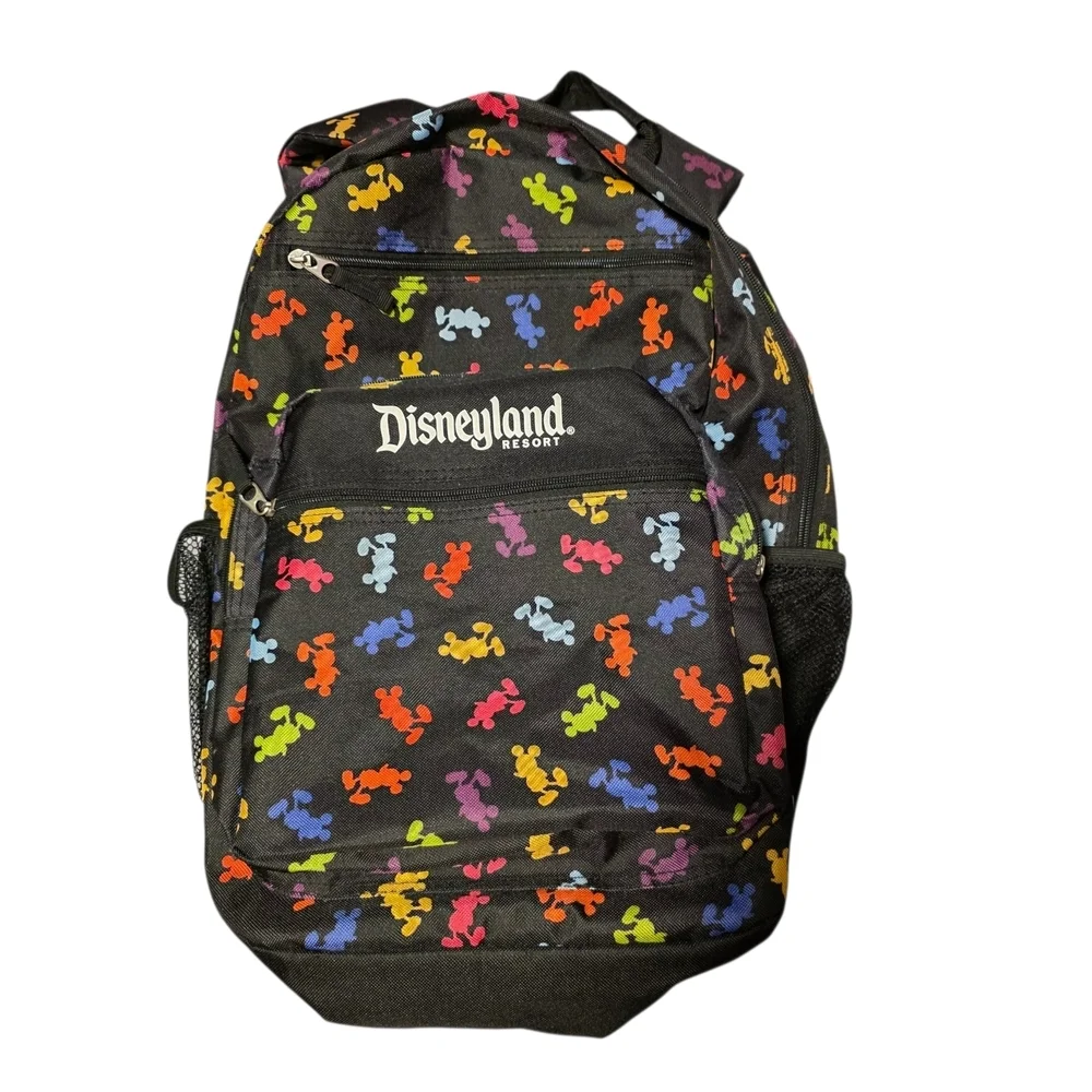 Disney Parks Black Backpack with Colorful Mickey's Throughout
